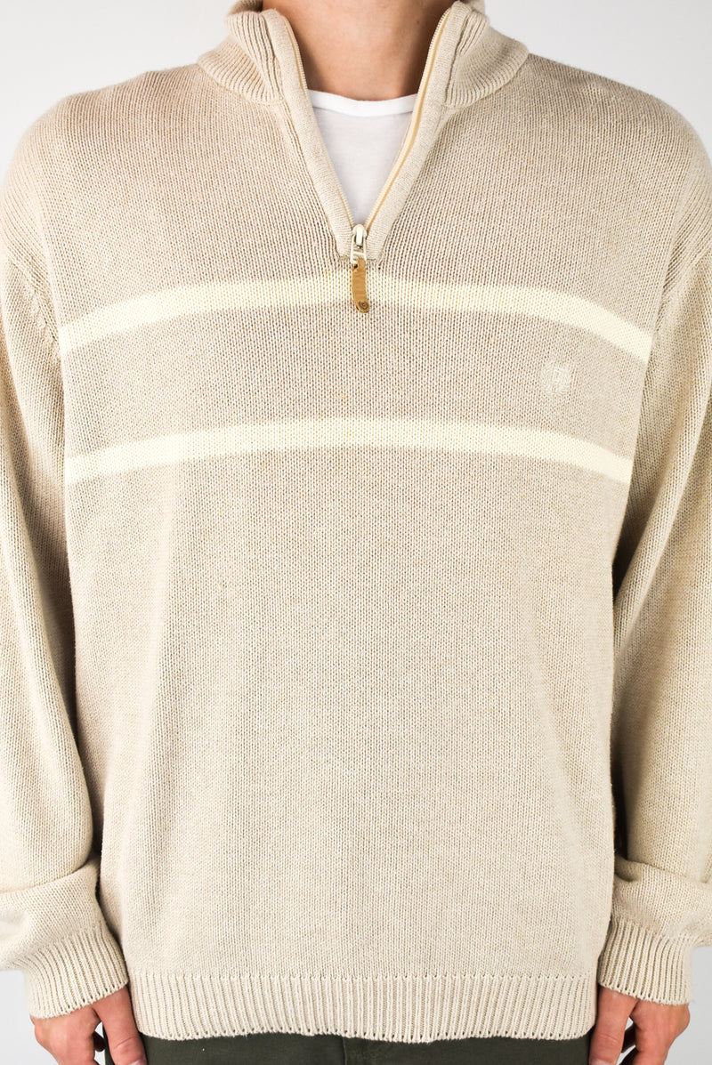 Striped Quarter Zip Sweater