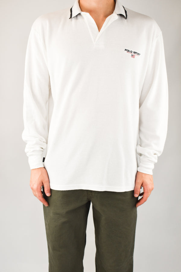 White Long Sleeved Polo