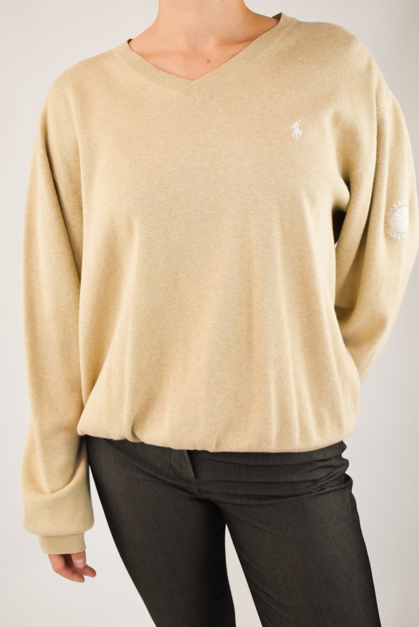 Beige V-Neck Sweater