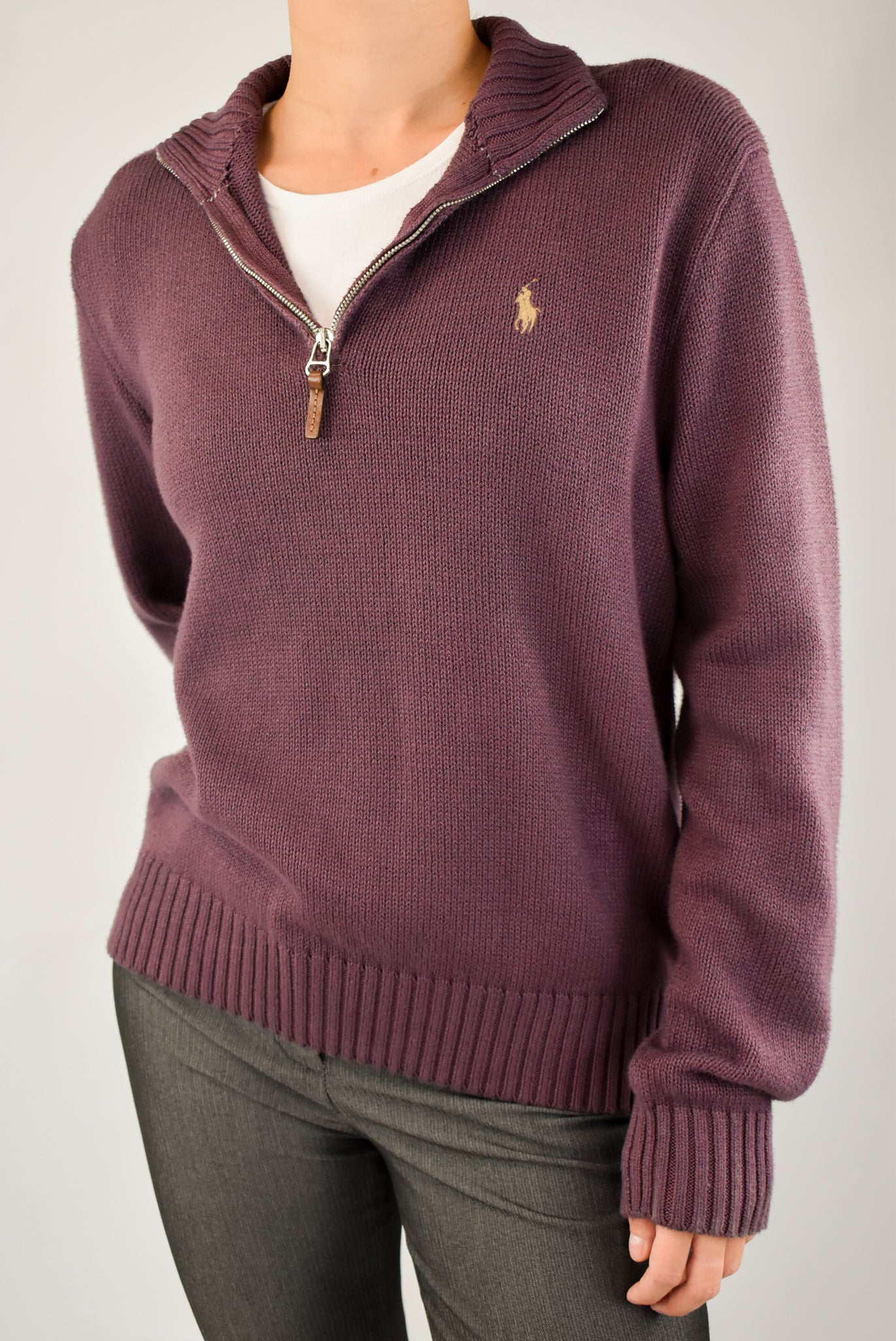 Burgundy Quarter Zip Sweater