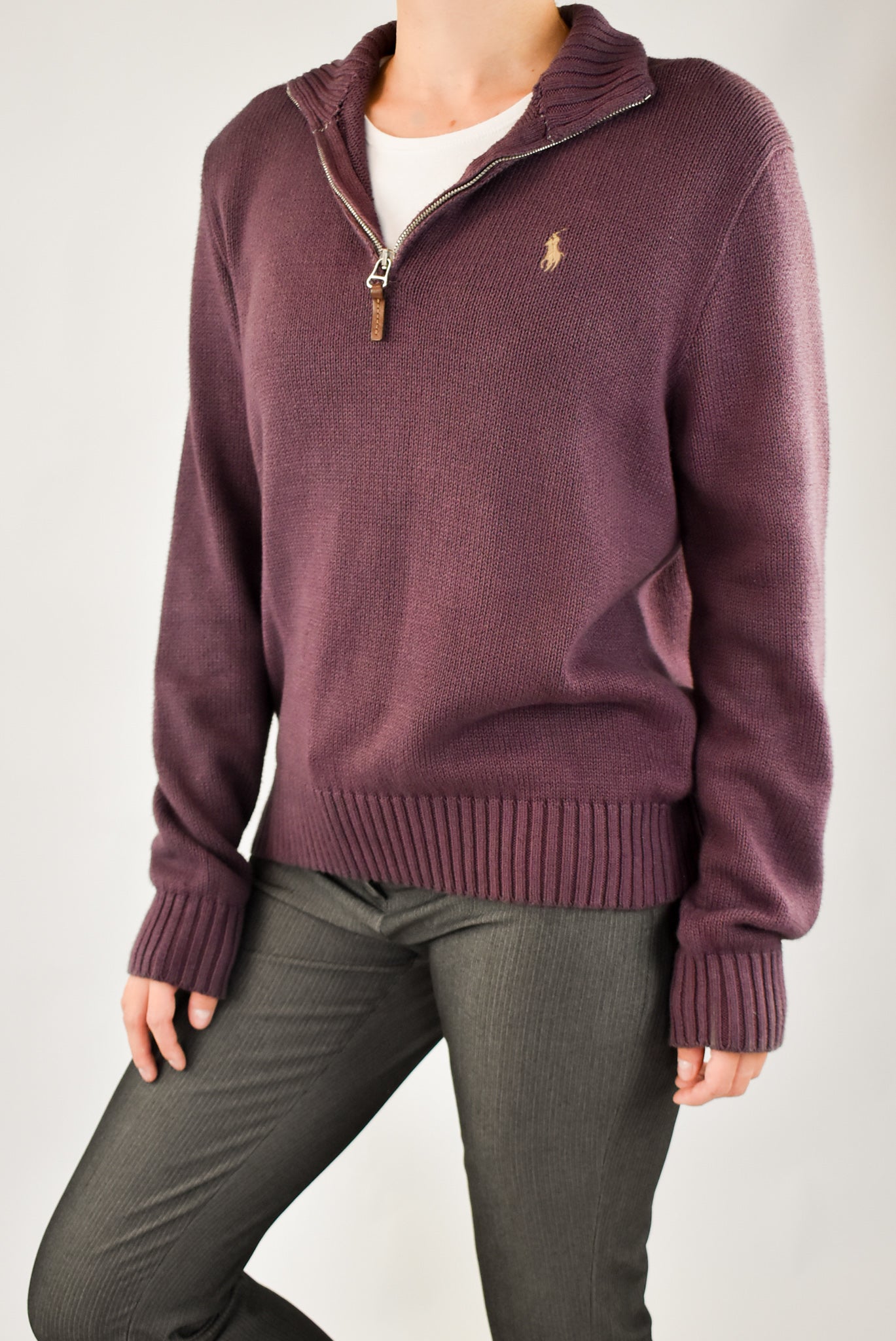 Burgundy Quarter Zip Sweater