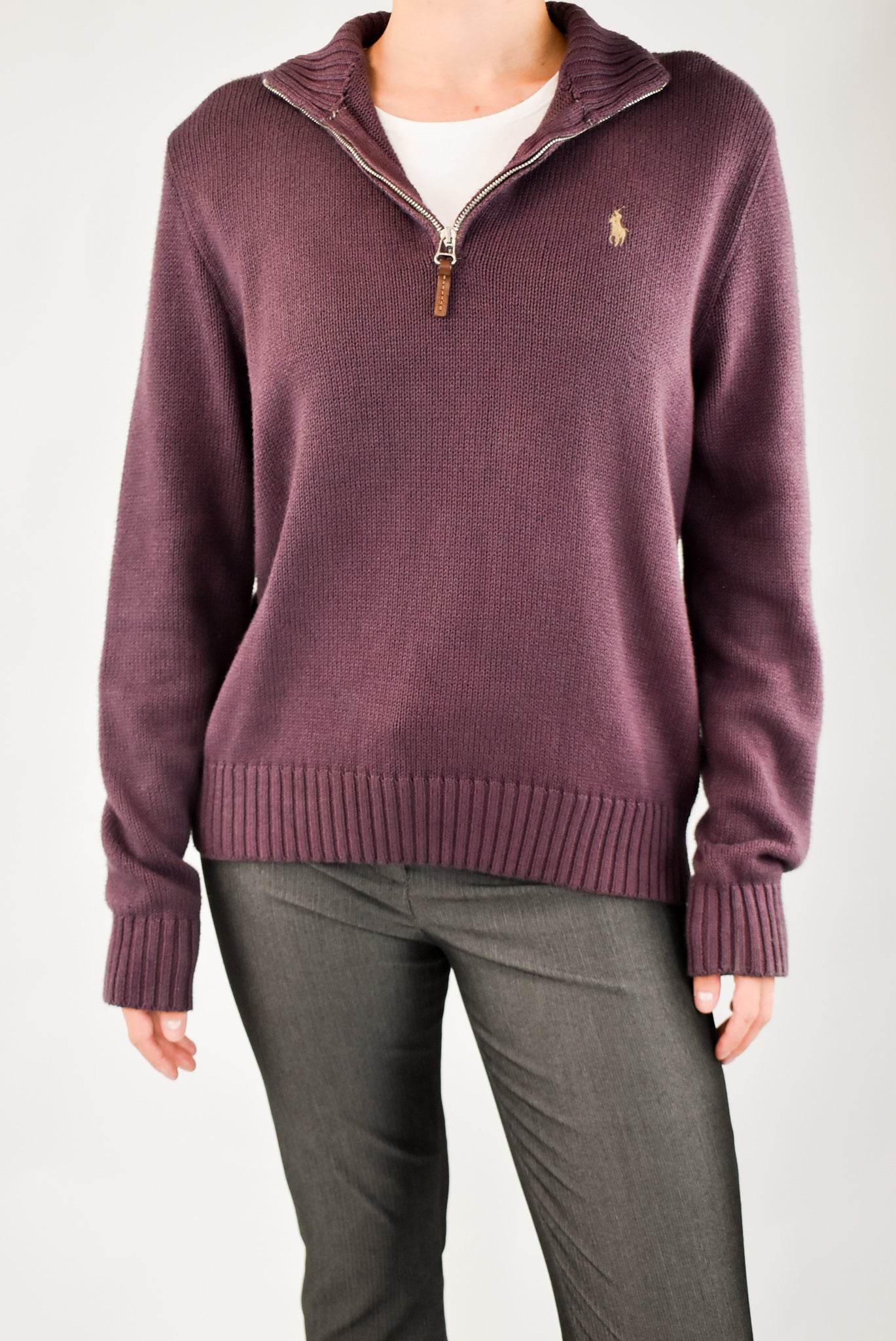 Burgundy Quarter Zip Sweater