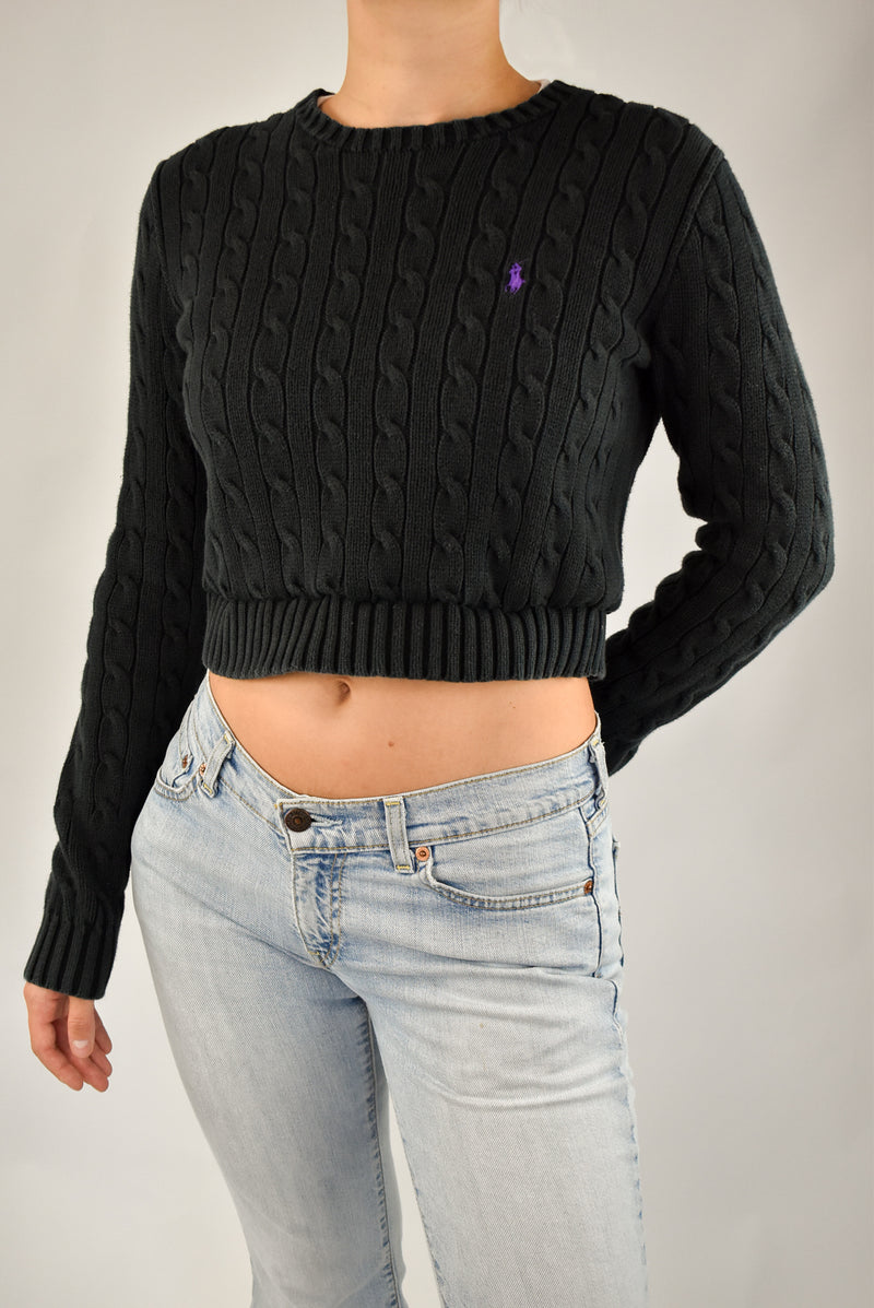 Cropped Cable Knitted Sweater