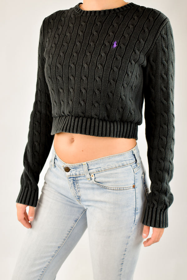 Cropped Cable Knitted Sweater