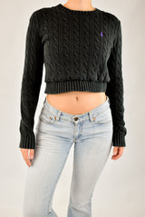 Cropped Cable Knitted Sweater