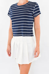 Navy Striped Cropped T-Shirt