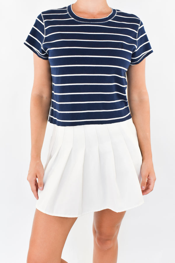 Navy Striped Cropped T-Shirt