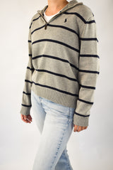 Striped Quarter Zip Sweater