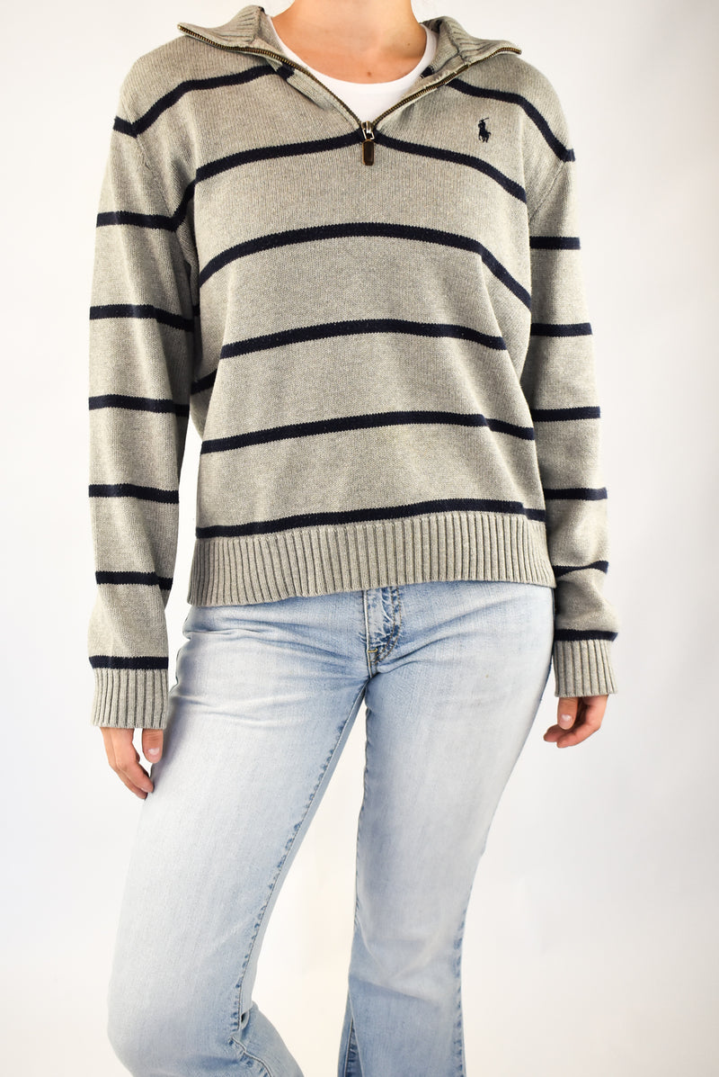 Striped Quarter Zip Sweater