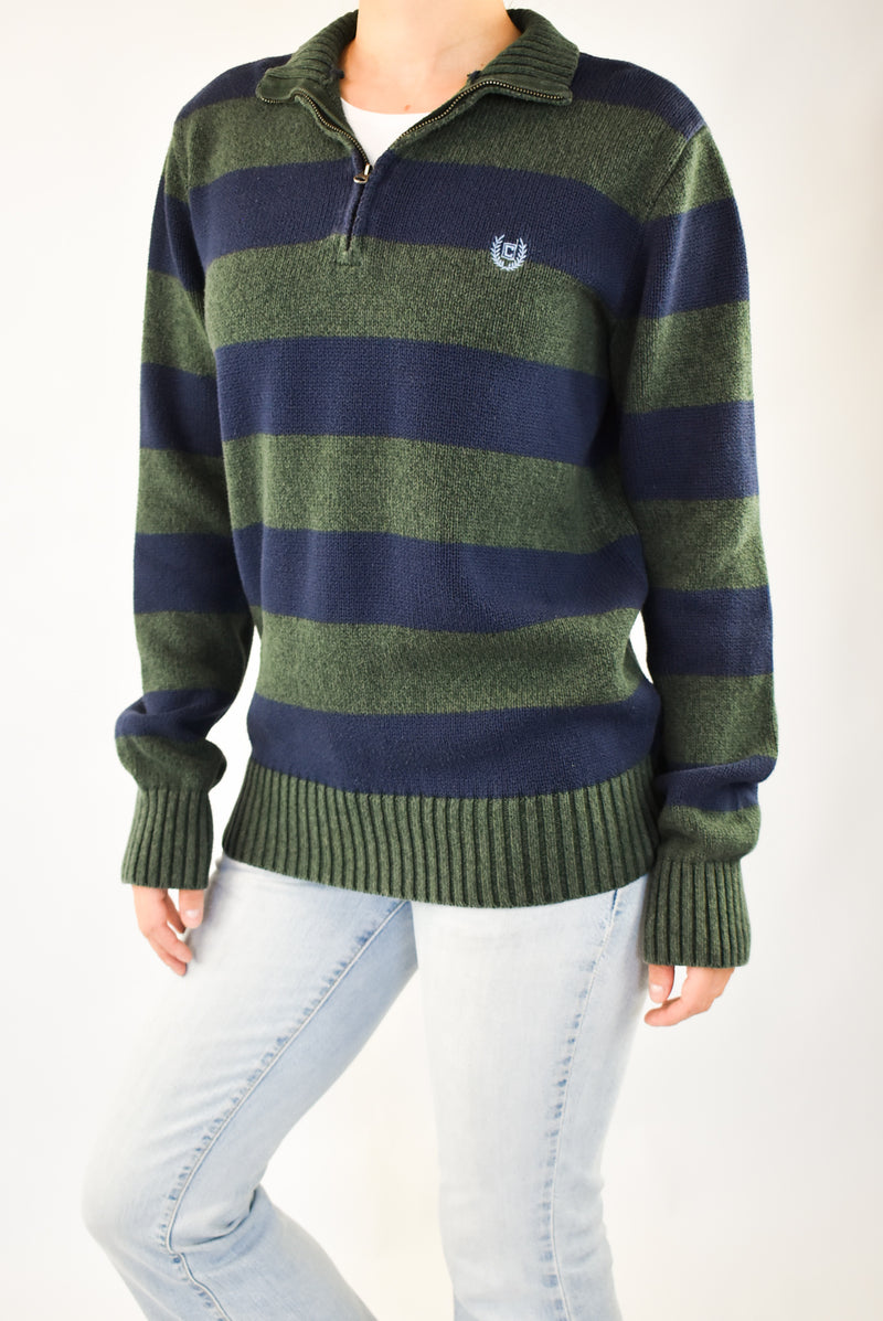 Striped Quarter Zip Sweater