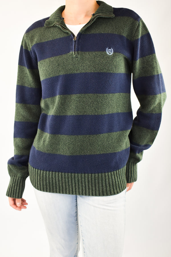 Striped Quarter Zip Sweater