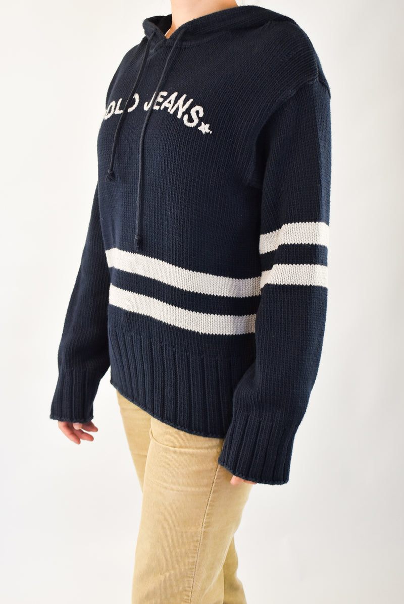 Navy Knitted Hoodie