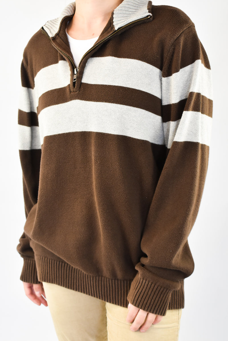 Brown Quarter Zip Sweater