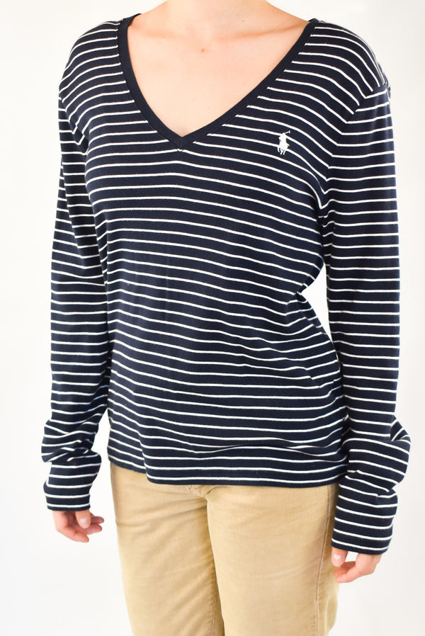 Navy Striped Long Sleeved T-Shirt