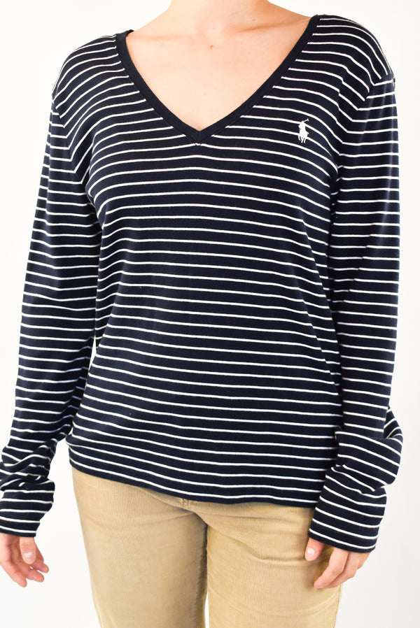 Navy Striped Long Sleeved T-Shirt