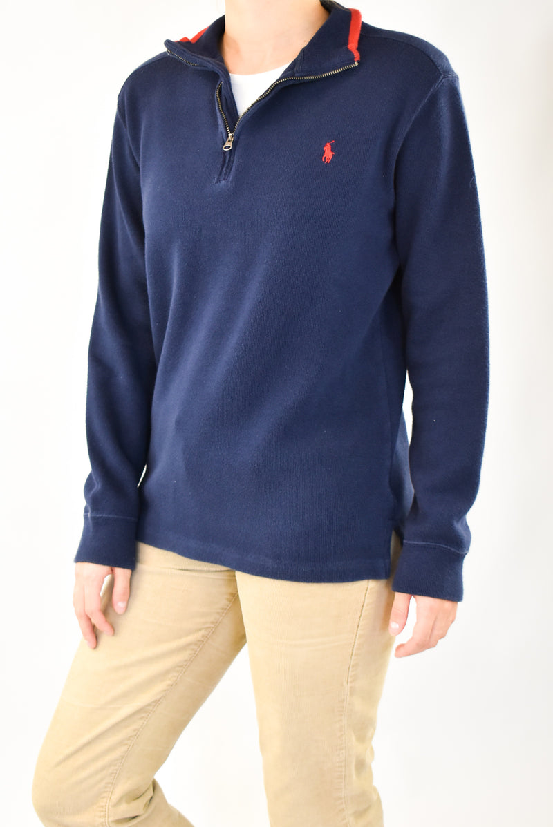 Navy Quarter Zip Sweater