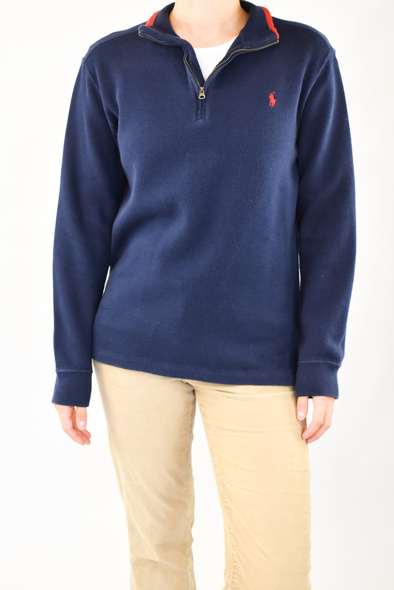 Navy Quarter Zip Sweater