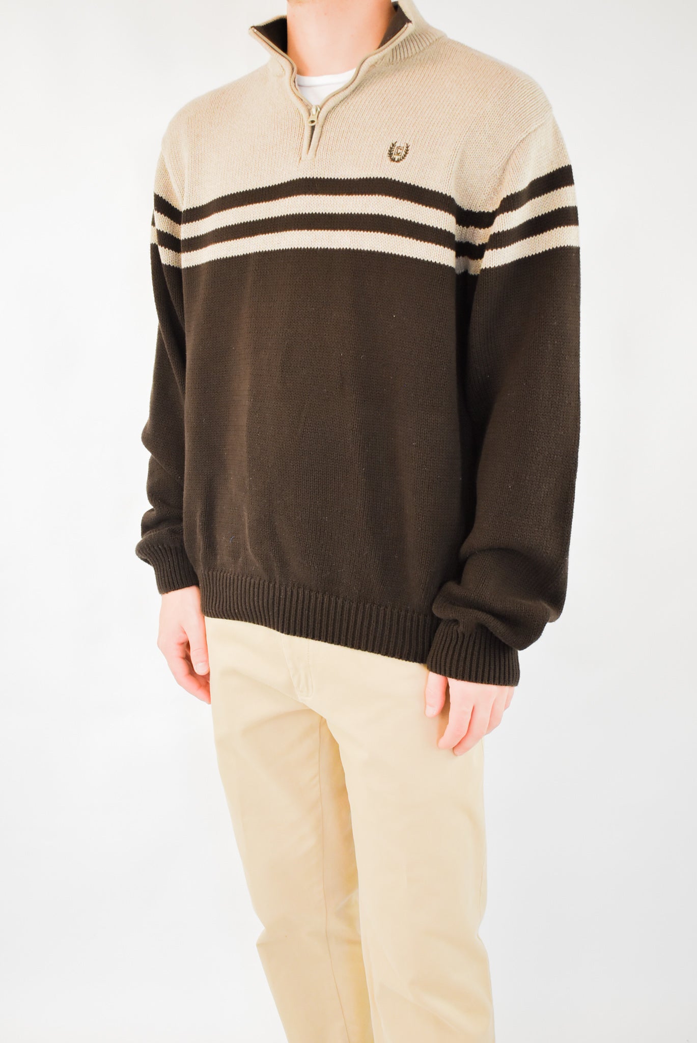 Striped Quarter Zip Sweater