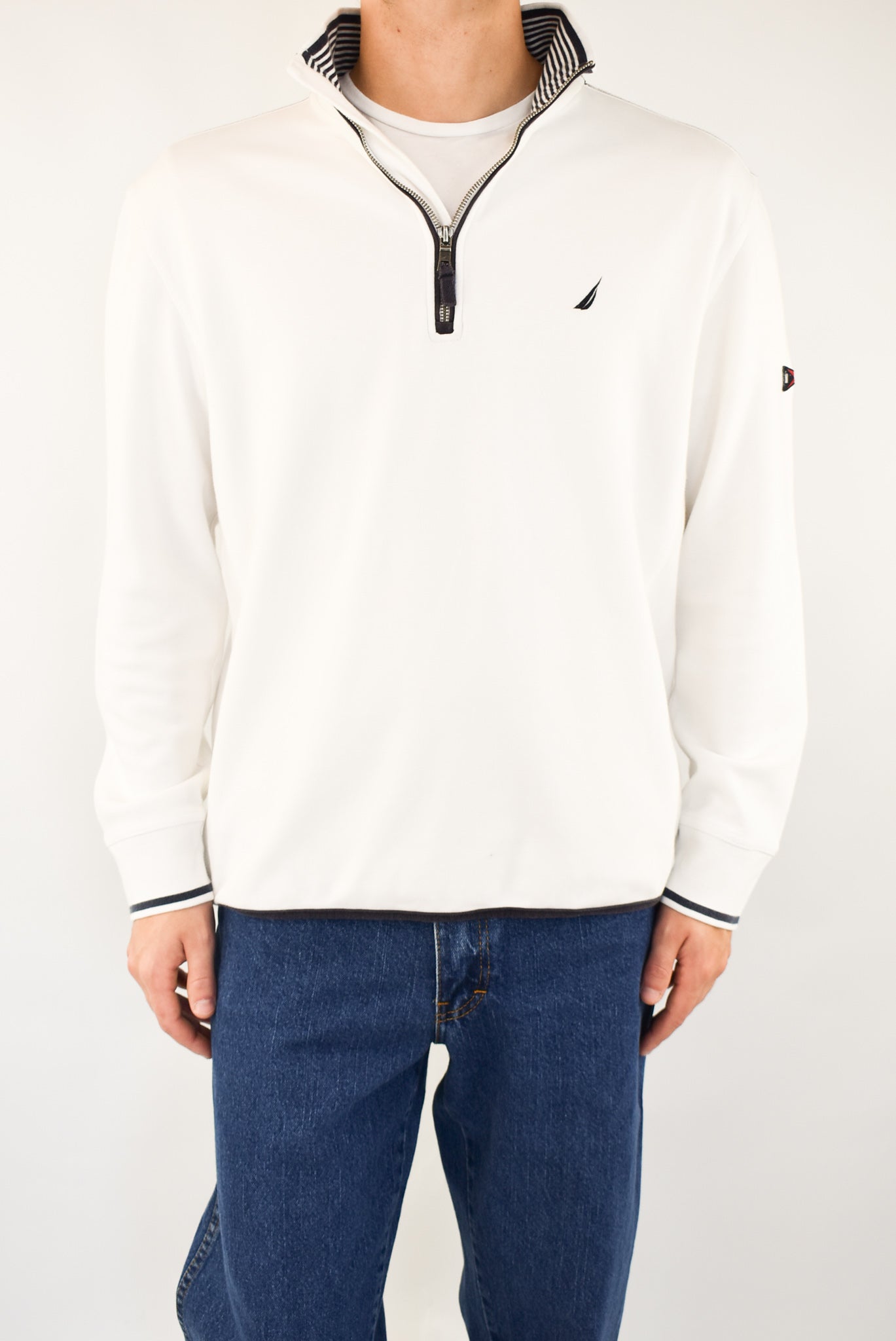 White Quarter Zip Sweater