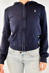 Navy Cable Zip Hoodie