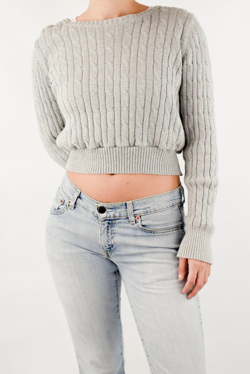 Grey Cable Knitted Sweater