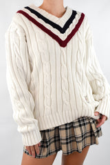 White Cable Knitted Sweater