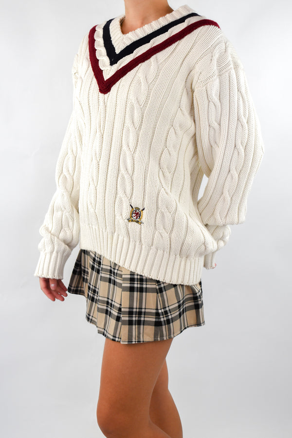 White Cable Knitted Sweater