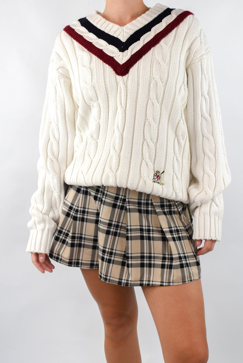 White Cable Knitted Sweater