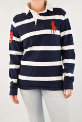 Navy Striped Rugby Polo