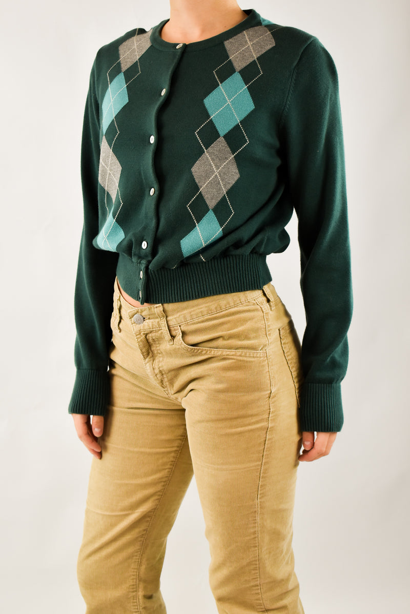 Argyle Green Cardigan