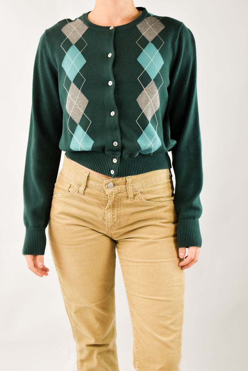 Argyle Green Cardigan