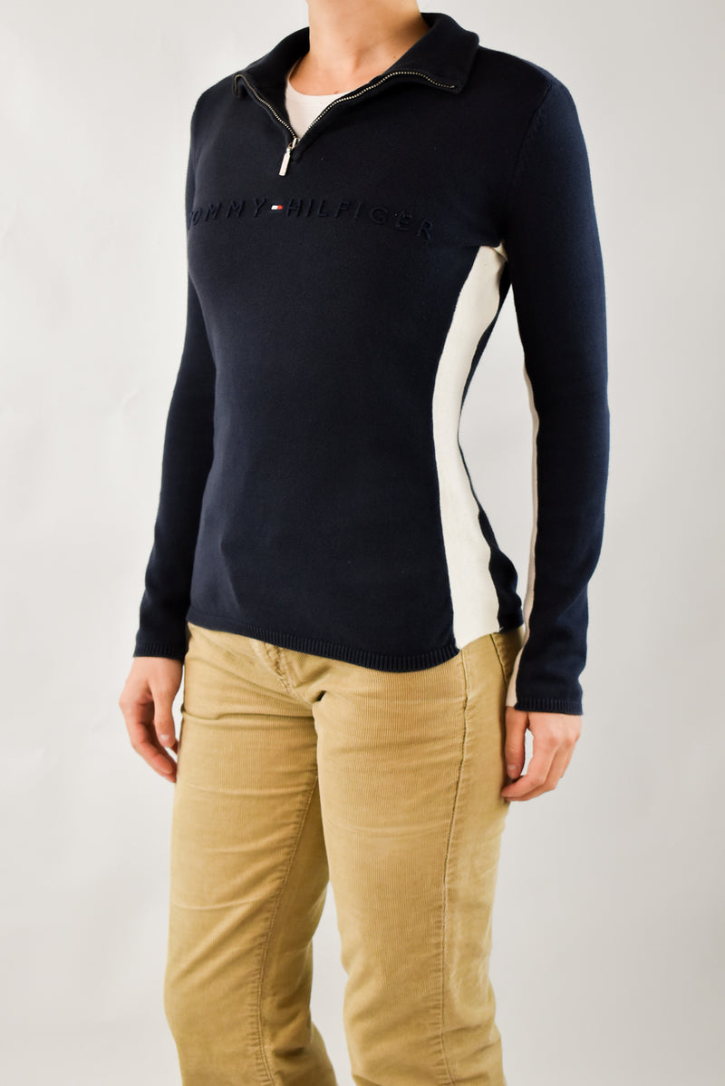 Navy Quarter Zip Sweater