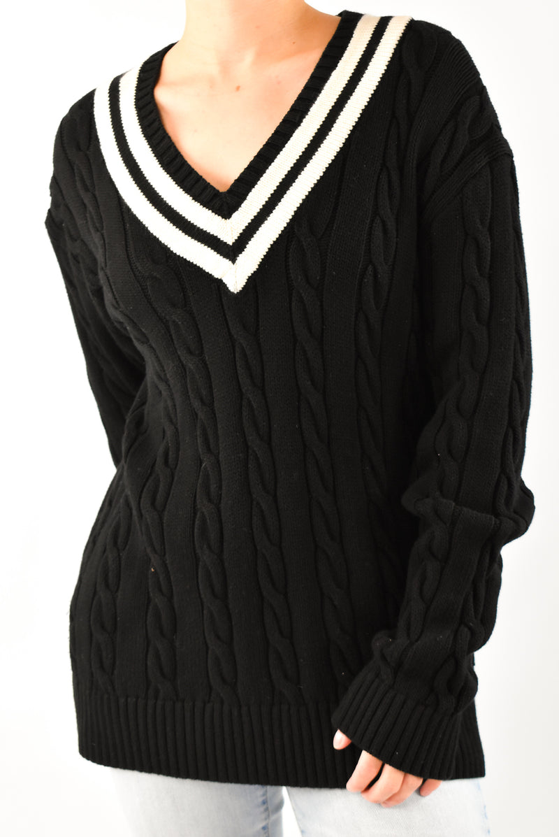 Black Cable Sweater