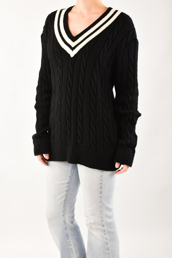 Black Cable Sweater