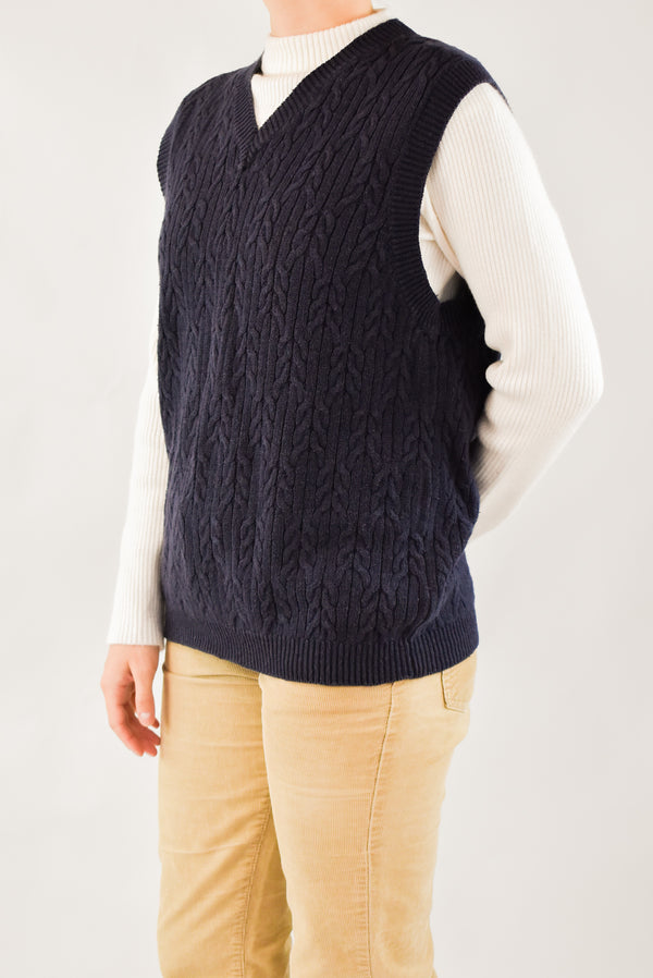 Navy Cable Vest