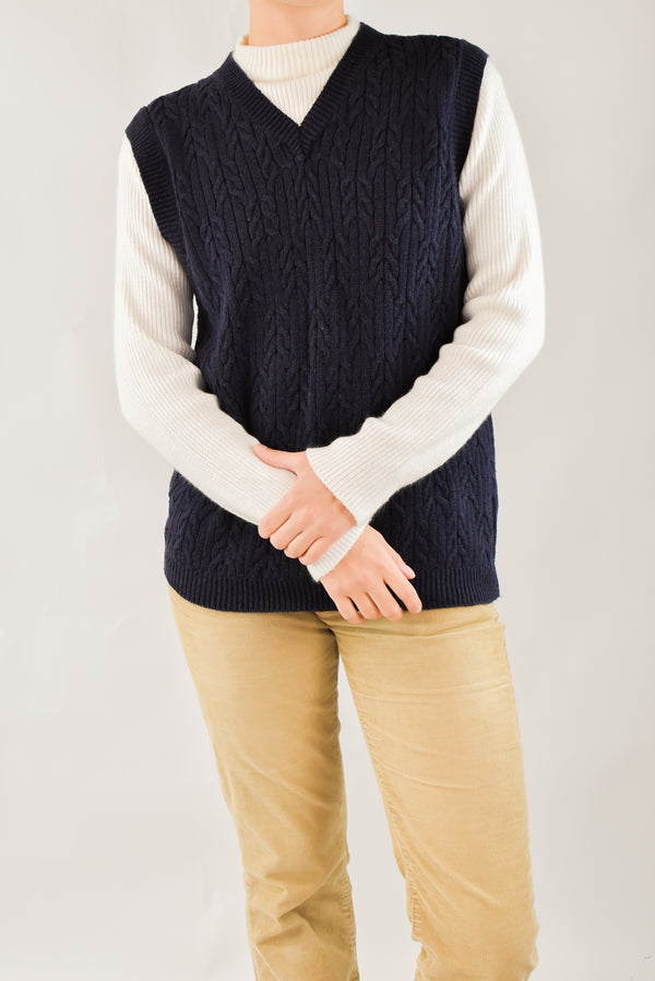 Navy Cable Vest