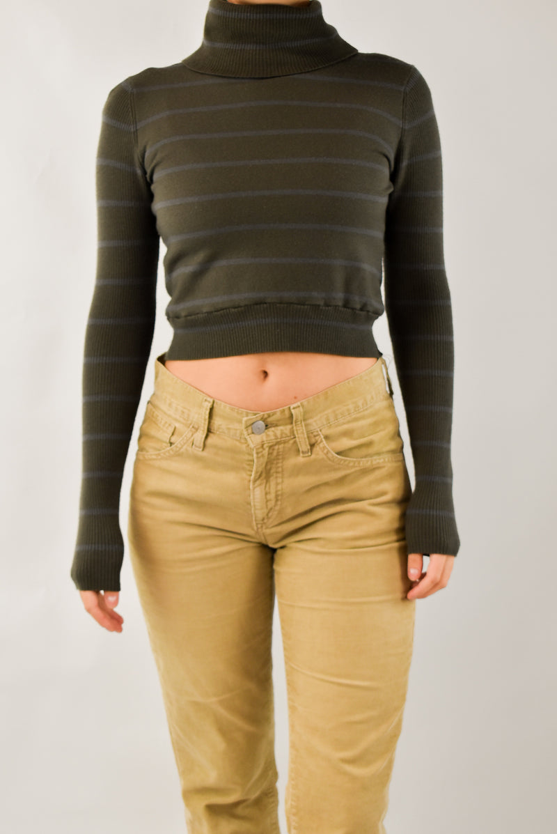 Forest Green Cropped Turtleneck