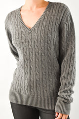 Grey Cable Knitted Sweater