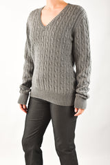 Grey Cable Knitted Sweater