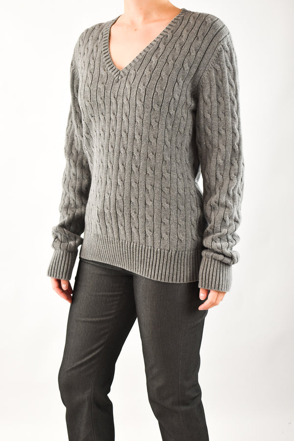 Grey Cable Knitted Sweater