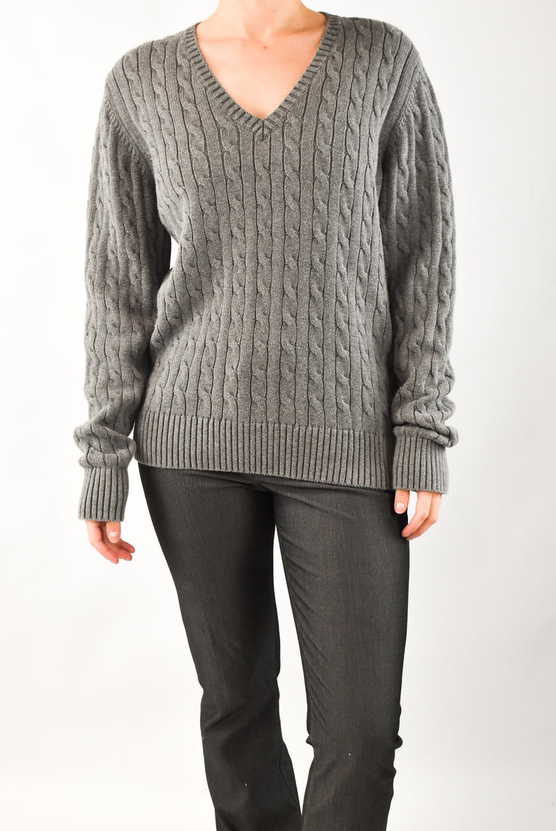 Grey Cable Knitted Sweater