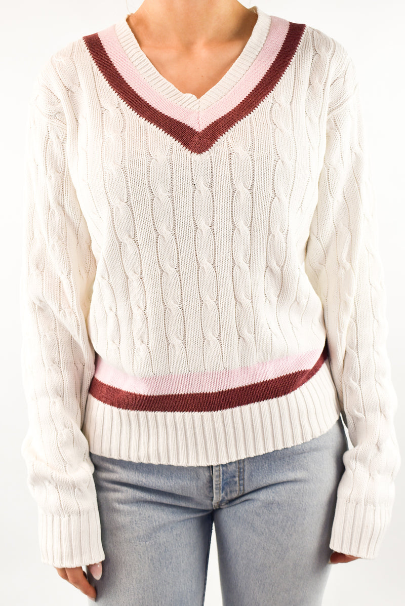 White Cable Sweater