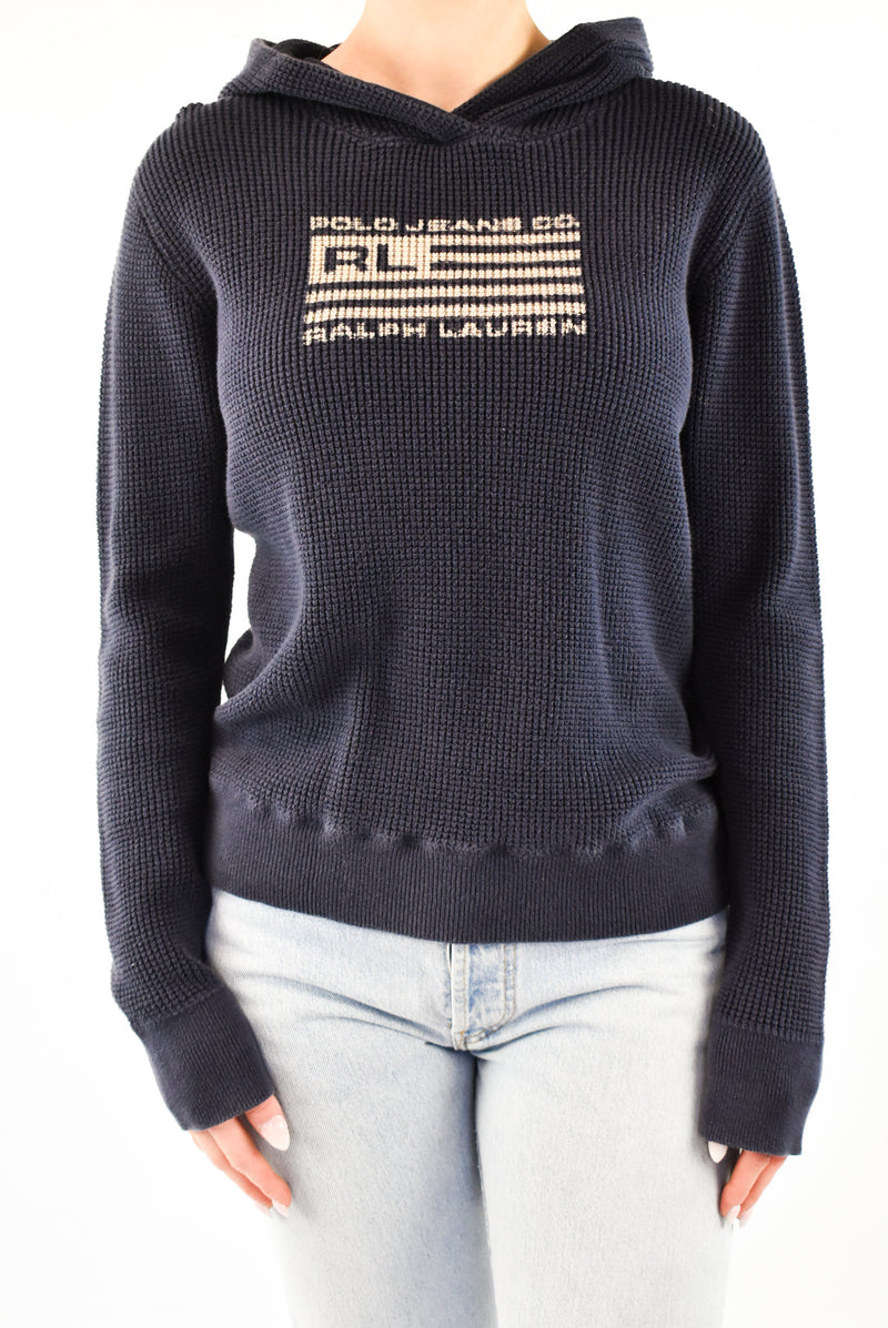 Navy Knitted Hoodie