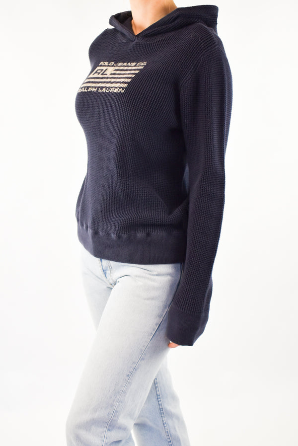 Navy Knitted Hoodie