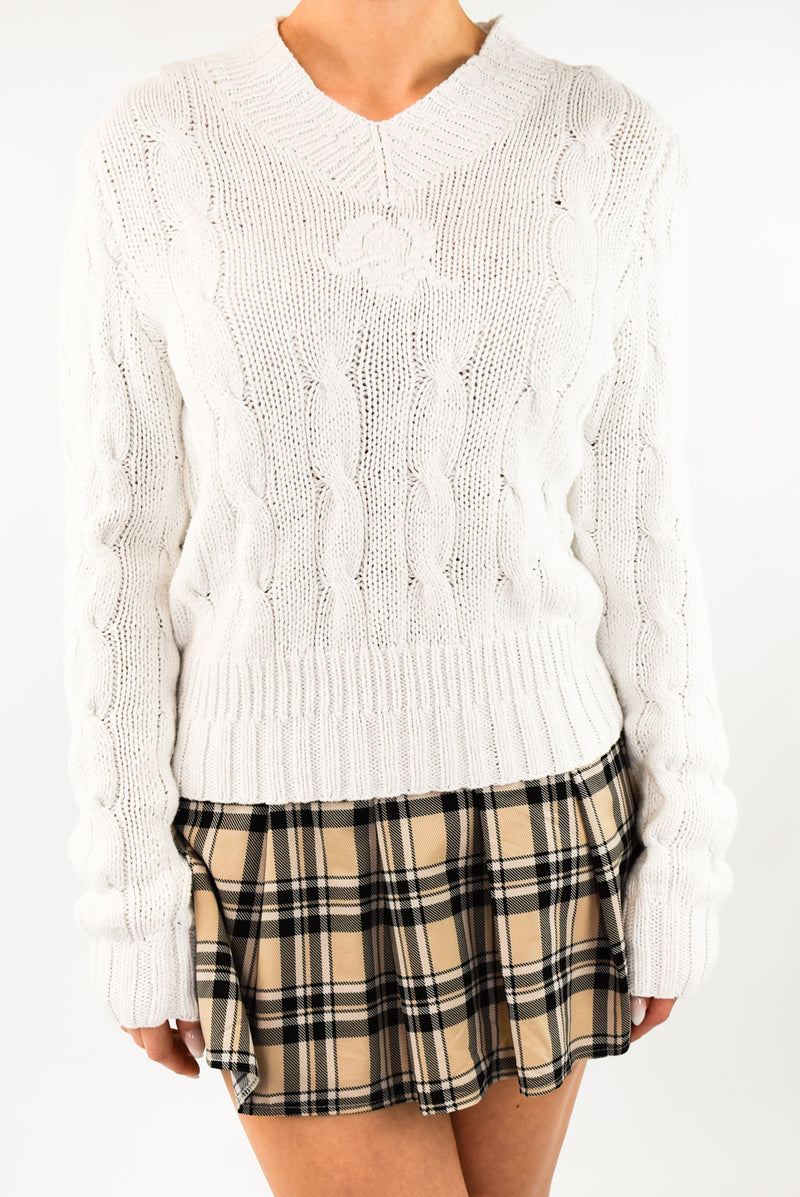 White Cable Sweater