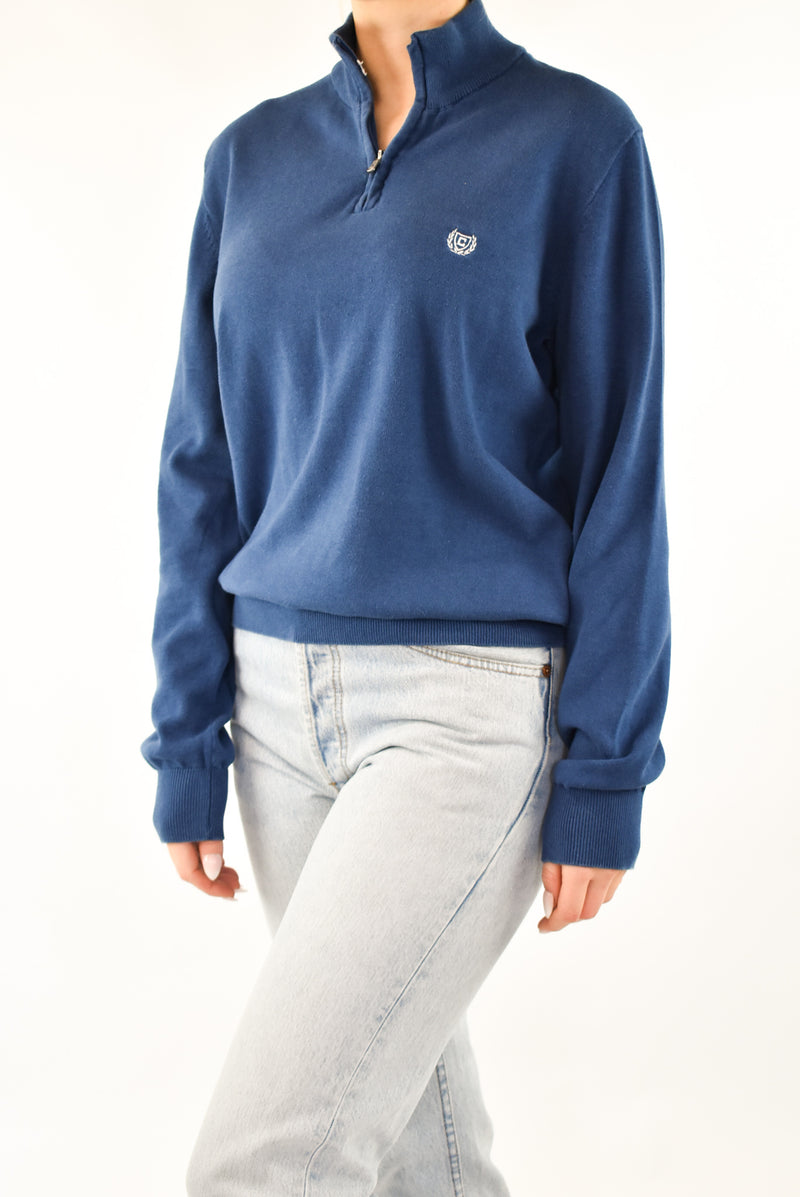 Blue Quarter Zip Sweater