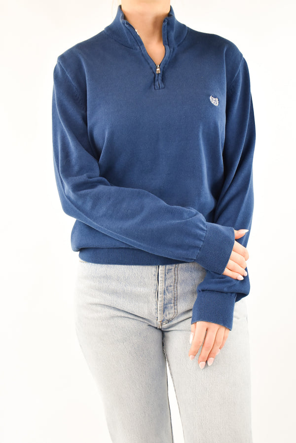 Blue Quarter Zip Sweater