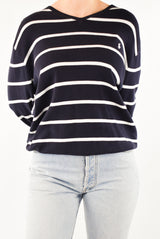 Striped V-Neck Knitted Sweater