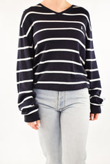 Striped V-Neck Knitted Sweater