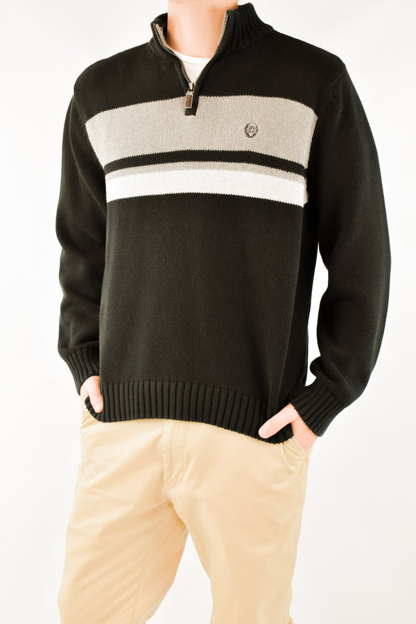 Striped Quarter Zip Sweater